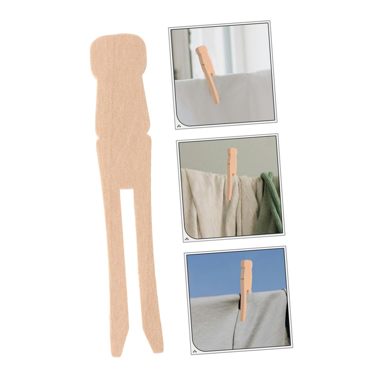 100 Pinzas de Madera Redondas para Ropa Clásicas Vintage, Resistentes Mecanismo Fuerte, Ideales para Secar y Manualidades, Pack de 100 Unidades