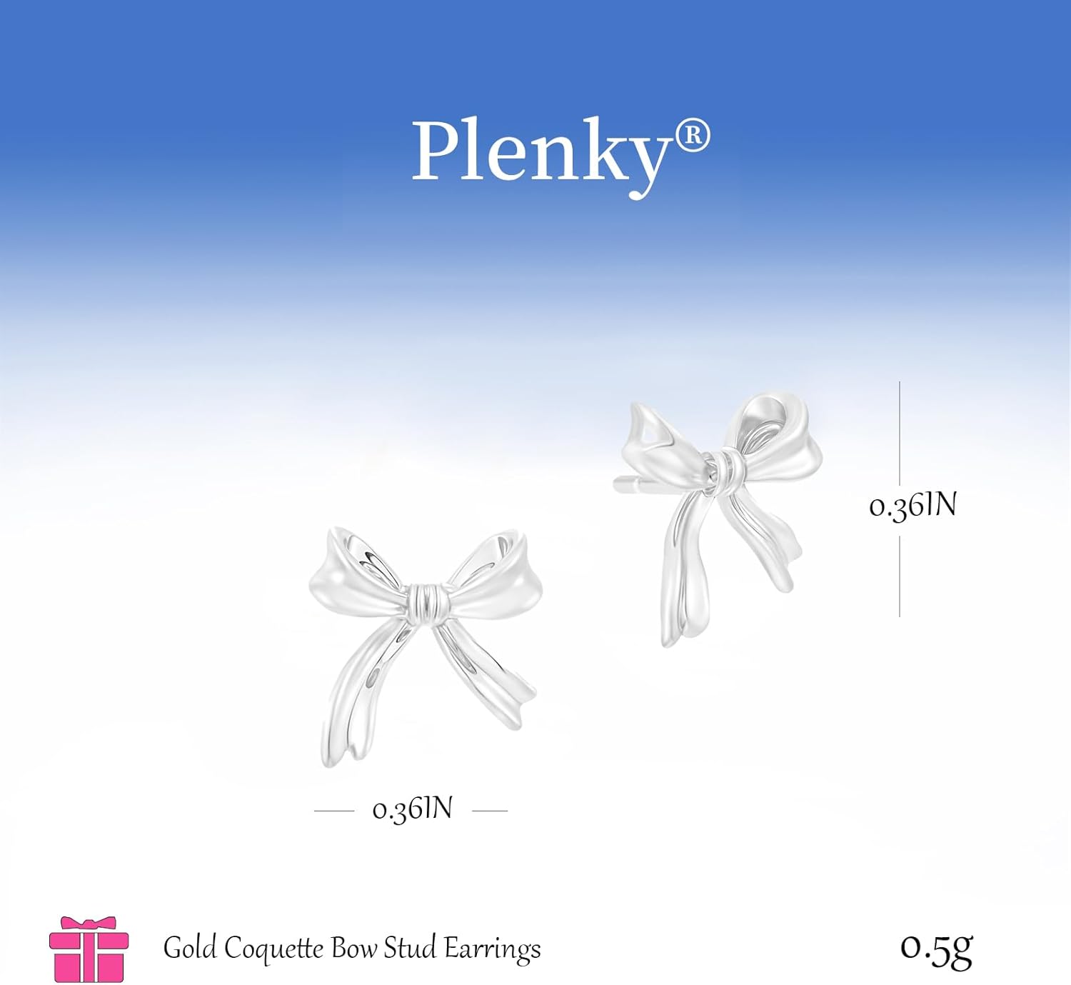 Gold Earrings-14K Gold/Silver/Rose Gold Plated Bow Earrings Trendy Dainty Cute Ribbon Minimalist Bow Stud Earrings for Women Gifts - Image 5