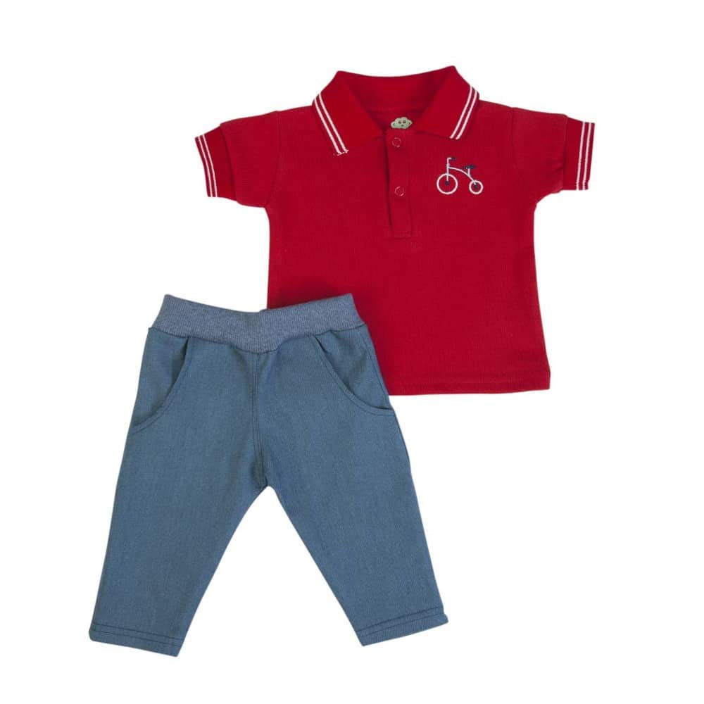 Conjunto de ropa para bebé de verano, polo y vaqueros, 1 – 36 meses, color rojo