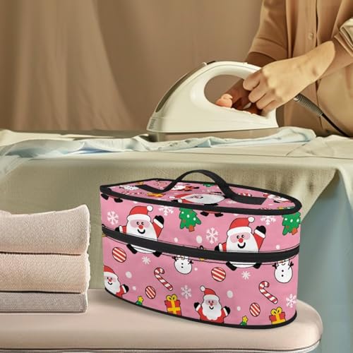 COEQINE Travel Portable Travel Bag for Clothes Irons Pink Christmas Print Lightweight Easy-Fold Design for Hotel Stay and Airport Transfer Ladies Holiday Essentials3