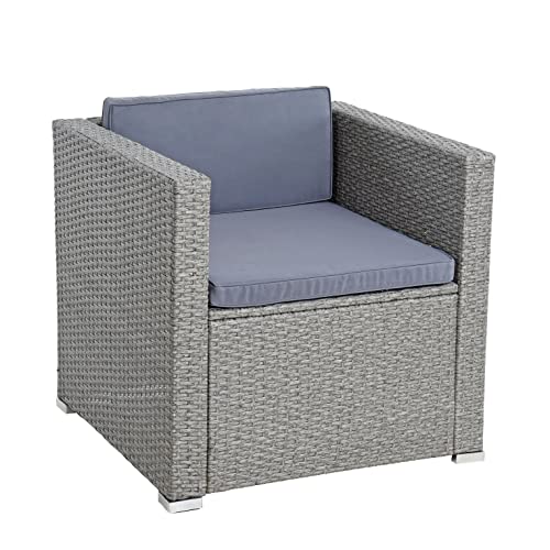ESTEXO Polyrattan Gartensessel Loungesessel Rattan Lounge Sessel Gartenstuhl Stuhl (Grau-Mix) ESTEXO Polyrattan Gartensessel Loungesessel Rattan Lounge Sessel Gartenstuhl Stuhl (Grau-Mix)