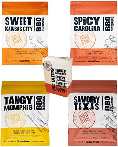 Barbeque Spices and Seasoning Set - Classic American BBQ Grilling, Rub Flavors (Memphis, Kansas City, Carolina, Texas), BBQ Gift for Men, For Pork, Chicken, Beef,