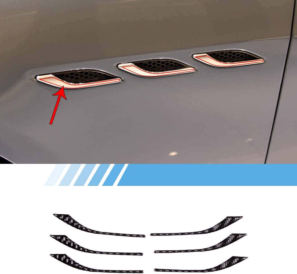 Car Side Fender Decorative Protector Sticker,Real Soft Carbon Fiber Trim,Fit for Maserati Ghibli 2014-2022,Car Exterior Accessories (Black Carbon Fiber)