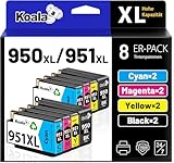 Koala Cartouches compatibles pour HP 950 XL 951 XL 950XL 951XL (BK/C/M/Y 8 Combo Pack) pour la recharge des Officejet Pro 8100 8110 8610 8620 8625 8630 8640 251dw 276dw