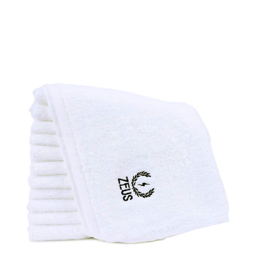 ZEUS100% Cotton Luxury Washcloths, 550 GSM, 13" x 13" - Super Soft and Extra Absorbent Hand Towels! 12 PACK! White