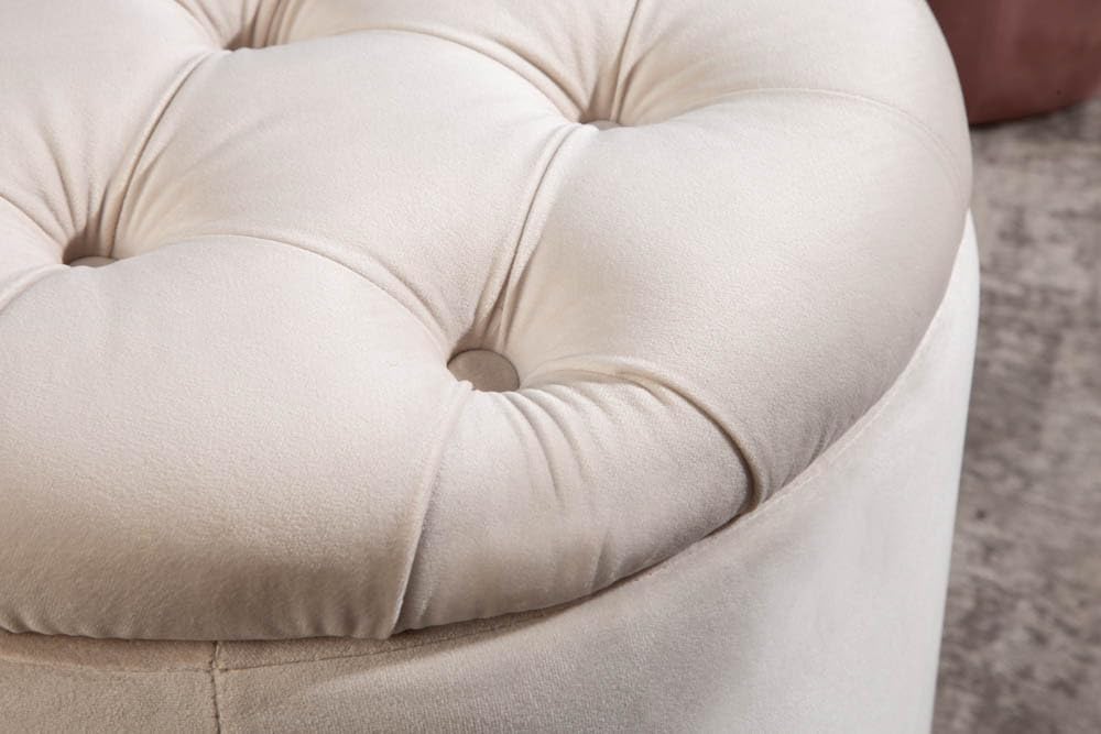 Riess Ambiente Eleganter Hocker MODERN BAROCK 50cm beige Samt Samt Couchtisch Tisch Aufbewahrungskorb Sitzhocker