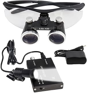 Gafas Lupa Con Luz Led Dentista,Lupa Cabeza,Gafas Aumento Con Luz Recargables,Lupas Dentales Kit Suturas Quirurgicas,Con Luz Para Modelismo,Reparaciones,Coser,Pegar Piezas Peque(Size:2.5X,Color:Negro)