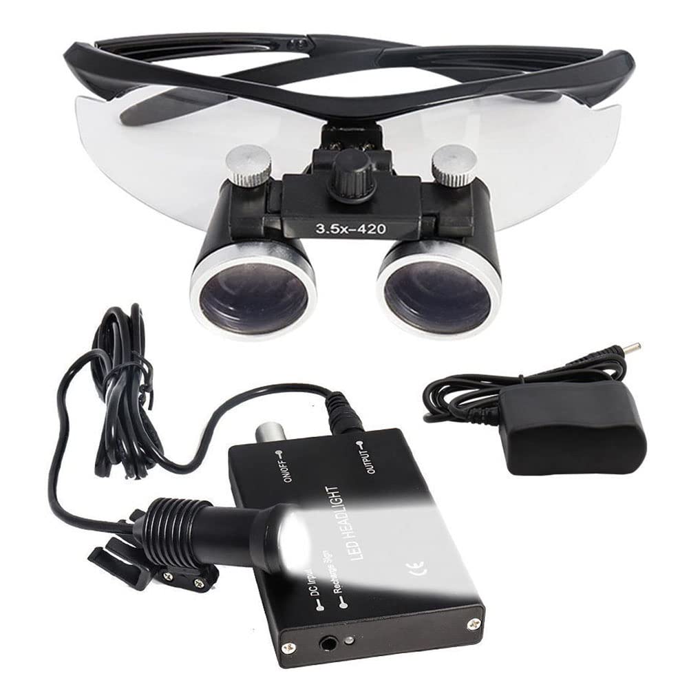 Gafas Lupa Con Luz Led Dentista, Gafas Aumento Con Luz Recargables, Lupas Dentales Kit Suturas Quirurgicas, Con Luz Para Modelismo,Reparaciones,Pegar Piezas Pequeñas,Joyería Y R(Size:2.5X,Color:Negro)