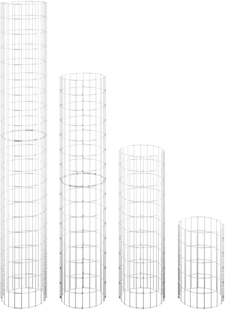 Silver Galvanized Steel Circular Gabion Raised Garden Bed 11.8x11.8x78.7 in, Rust-Resistant Outdoor Planter Box for Flowers & Herbs, Modern Industrial Design for Patio, Yard & Landscape