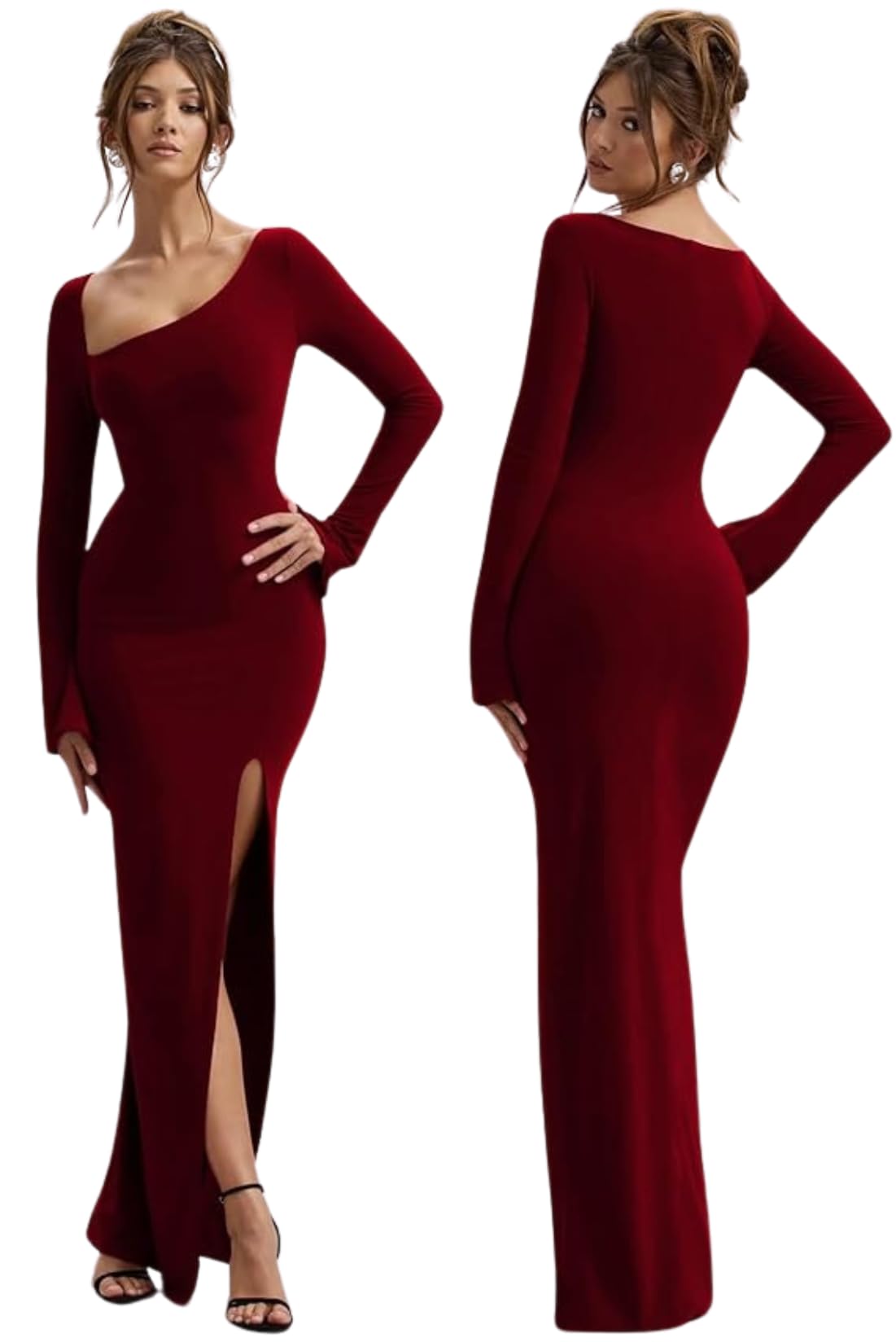 Full Sleeve Bodycon Dress for Women with Slit on The Front-image-49