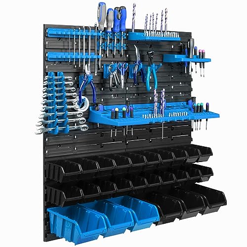 26 Stacking Boxes Wall Shelf Plastic 77 x 78 cm Tool Holder Workshop Organiser Garage Storage System