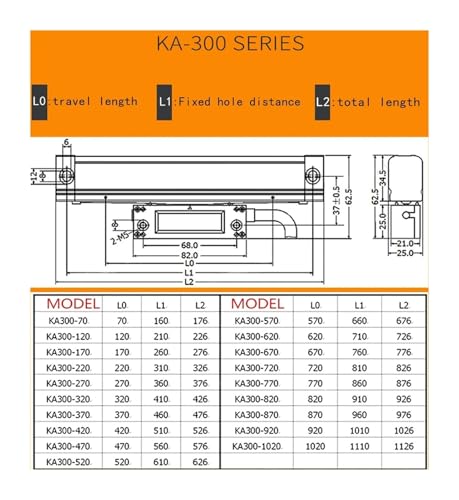 Escala óptica lineal KA-300 170mm precisión 1μm miniatura 3