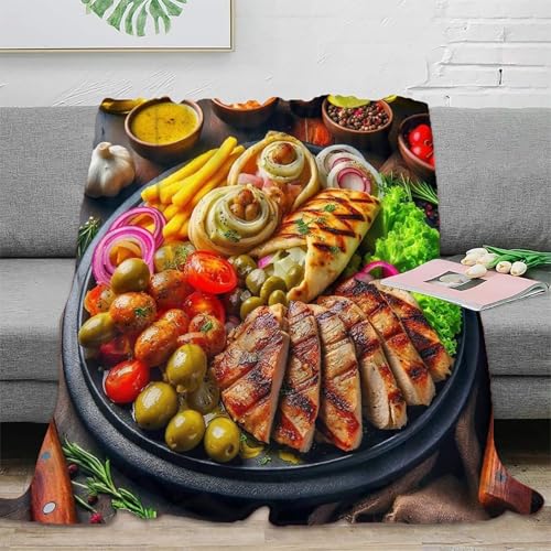 Couverture steak 3D en peluche, une idée cadeau originale pour lit et canapé