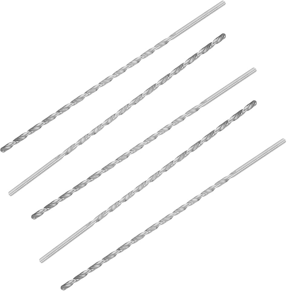 Hegebeck Extra Long Drill Bit Set Twist Drill Bits 7mm Dia Round Shank 200mm High Speed Steel for Metal Aluminum Alloy Iron 5pcs(Silver)