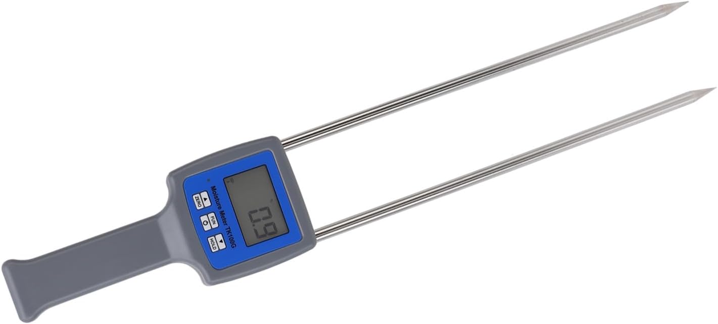 Grain Humidity Tester, Portable Handheld LCD Display with Backlight for Wheat Corn Rice Barley Oats, Conductivity Automatic Temperature Compensation, 6 to 30 Measure Range