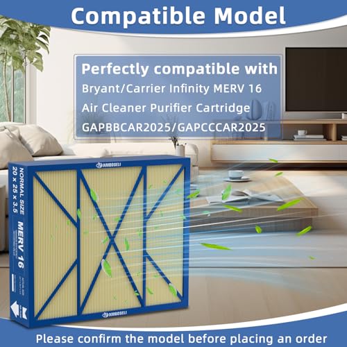 Image of GAPCCCAR2025 Pet Care Filter Replacement Compatible with Bryant /Carrier Infinity MERV 16 Air Cleaner Purifier Cartridge GAPBBCAR2025 /GAPCCCAR2025, 20 inch x 25 inch(actual size: 24.4 inch x 20.7 inch x 3.5 inch)