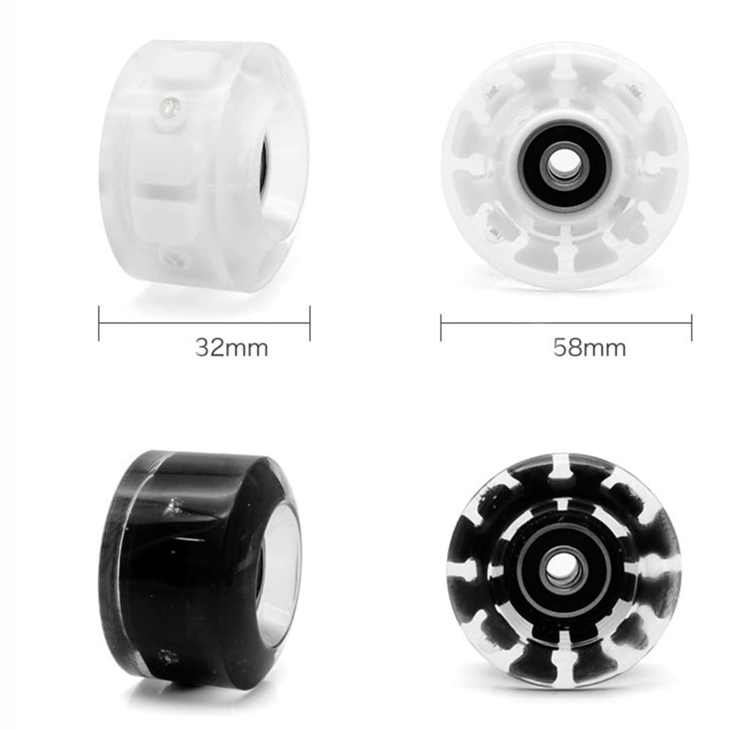 TGHY Paquete de 8 Ruedas de Patines 82A Ruedas de Skateboard Ruedas Luminosas con rodamientos 608RS instalados para Doble Fila Patinaje Y Monopatín 32x58 mm