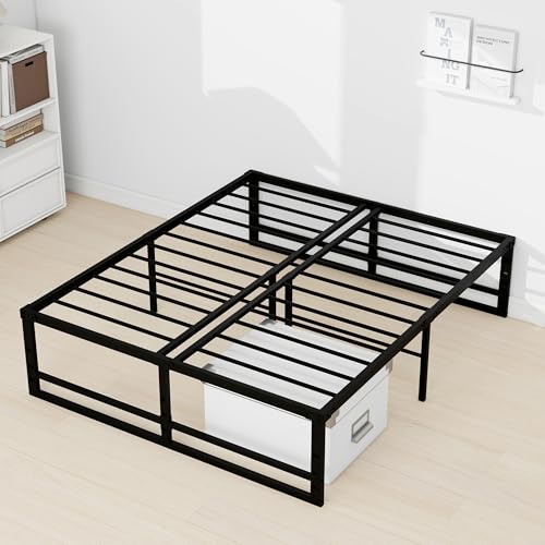 King Size, Home CYNEVIA Base Cama King Size 18pulgadas 190x200x45CM, Marco de Acero de Cama de Metal con Plataforma, Antideslizante Fácil Armado Gran Espacio de Almacenamiento...