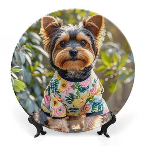 Plato decorativo Yorkie Floral Bone China 6 pulgadas miniatura 1
