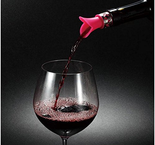 EZ Life Silicone Wine Pourer & Stopper, Pink, Reusable Wine Bottle Stoppers, Beverage Bottle, Wine Outlet Cap, Bottle, BPA Free Dishwasher Safe,Stopper Leak-Proof,Red WinePourer & Stopper - Pack of 1 2