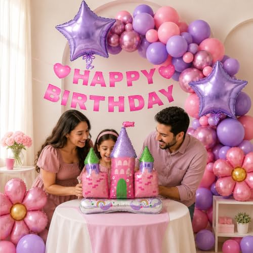 Image of Rozi Decoration Princess Theme Birthday Decoration Items for Girl (Pack of 73 Pcs)