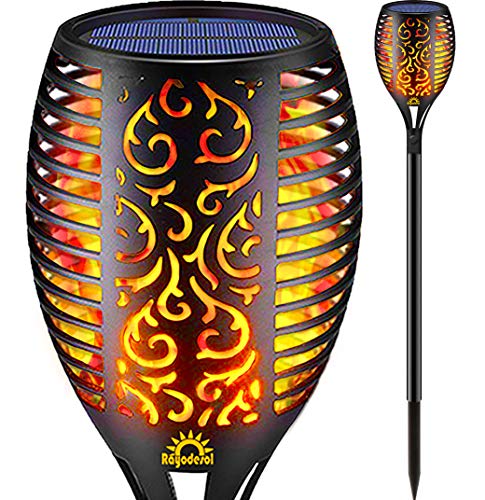 Rayodesol Solar Flame Torch Lights Outdoor, Decorative Pack of 1 pcs Each 96 LED Lamp with Dancing Flames Torches Landscape, Waterproof Outdoors Garden Patio Deck Decorations Lighting with Auto On/Off