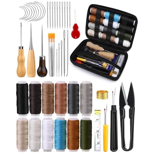 BAGERLA Heavy Duty Sewing Kit, Needle and Thread Kit with Upholstery Thread Needles Sewing Awl Seam Ripper for Car Seats Carpets Shoes Backpacks DIY Crafting