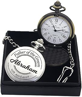 howson london Personalised Laser Engraved Pocket Watch. Custom Fob Watch - Present for Best Man, Usher, Groom, Wedding Favours, Birthday, Valentines, Graduation, Fathers Day Gift