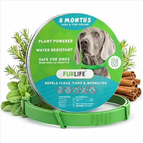 FurLife Flea and Tick Collar for Dogs Waterproof Green Dog Collar Pet Supplies for Tick and Flea Prevention for Dogs Safe for All Breeds