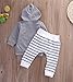 Newborn Baby Boys Warm Hoodie T-Shirt Top + Striped Pants Outfits Set Kids Clothes (0-6 Months, Gray)