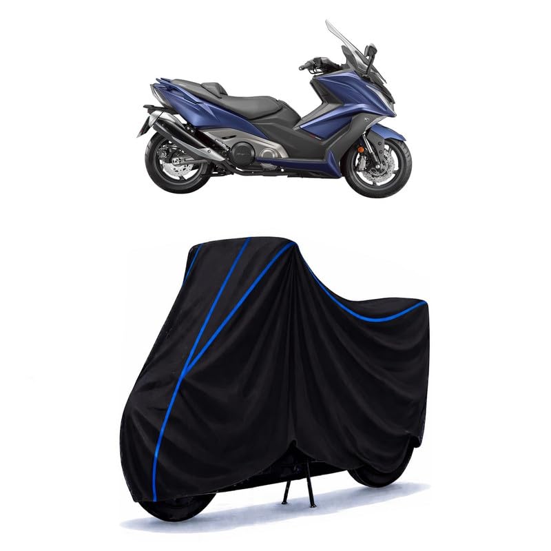 Image of Scooty Cover Water Resistant for Maxi | Universal Scooter & Bike Cover | Heavy Duty UV Protection | Dust, Rain & Scratch Protection | Elastic Fit All Weather Indoor Outdoor | Black with Blue Piping