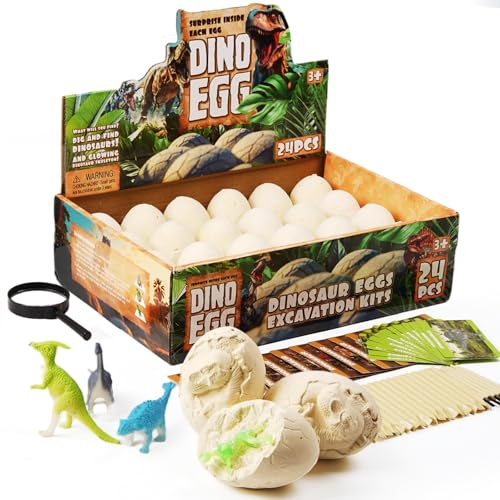 Image of Dinosaur Eggs Toys Dig Kit, 24 Dino Eggs, Dinosaur Toy for Kids, Science STEM Dinosaur Eggs for Birthday and Easter Gift, Easter Basket Stuffers, for Boys Girls Age 3+
