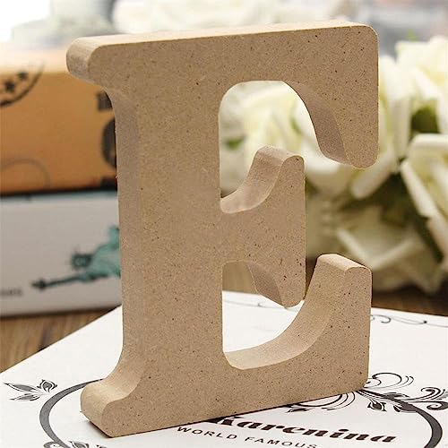 Gspirit Letras de madeira decorativas, cor original 26 alfabeto madeira letras para ombre para crianças aniversário festa casamento casa (E)