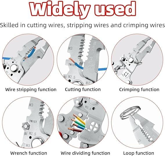 Image of Wire Stripper Machine 6-in-1 Wire Stripping Tool with Hand Crank, 6 Channels & 5 Blades for 0.06 inch-0.65 inch (3-17mm) Scrap Copper Wire Peeler & Recycling (Foldable wire striper)