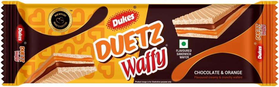 Duetz Waffy - Chocolate & Orange Flavoured Creamy & Crunchy Wafers (100g)