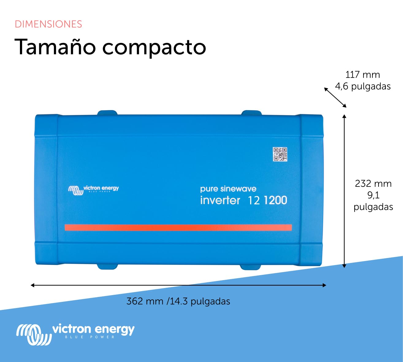 Victron Energy 1200VA 12-Voltios 230 VCA Inversor de Onda Sinusoidal Pura (Schuko)