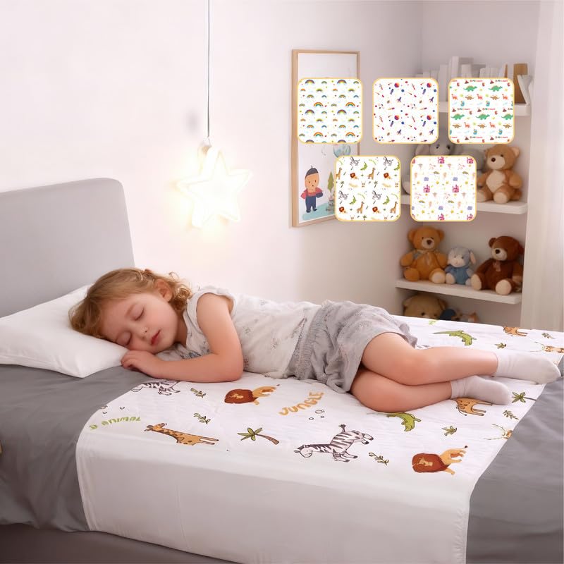 Toddler Potty Training Bed Pads 86 x 91cm, 100% Waterproof Mattress Protector, Multi-Layer Non-Slip Washable Incontinence Mattress Sheet Absorbs Up to 1000ml