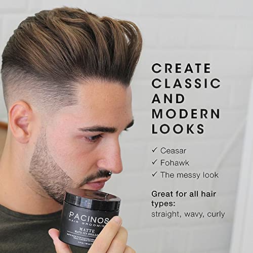 Pacinos Matte Hair Paste - Firm Hold, No Shine, Sculpting & Styling Wax, Long Lasting Definition & Texture, No Flakes, All Hair Types, 4 Fl. Oz. #TOP2