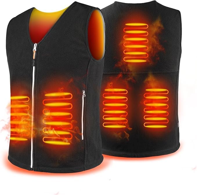 Warm Storm Heated Vest Polar Fleece for Men Women,Heated Jacket with 3 Heat Levels, 5 Heating Zones, Heated by USB Mobile Power (Battery Not Included) (M)
