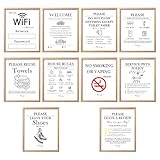 10 Wall Art Print Welcome Kit Signs Unframed, Vacation Rental Airbnb Host Essentials, Welcome, House Rules, Do Not Flush, WiFi, Leave Shoes, Reuse Towels, Pets Policy, No Smoking (11'×14')