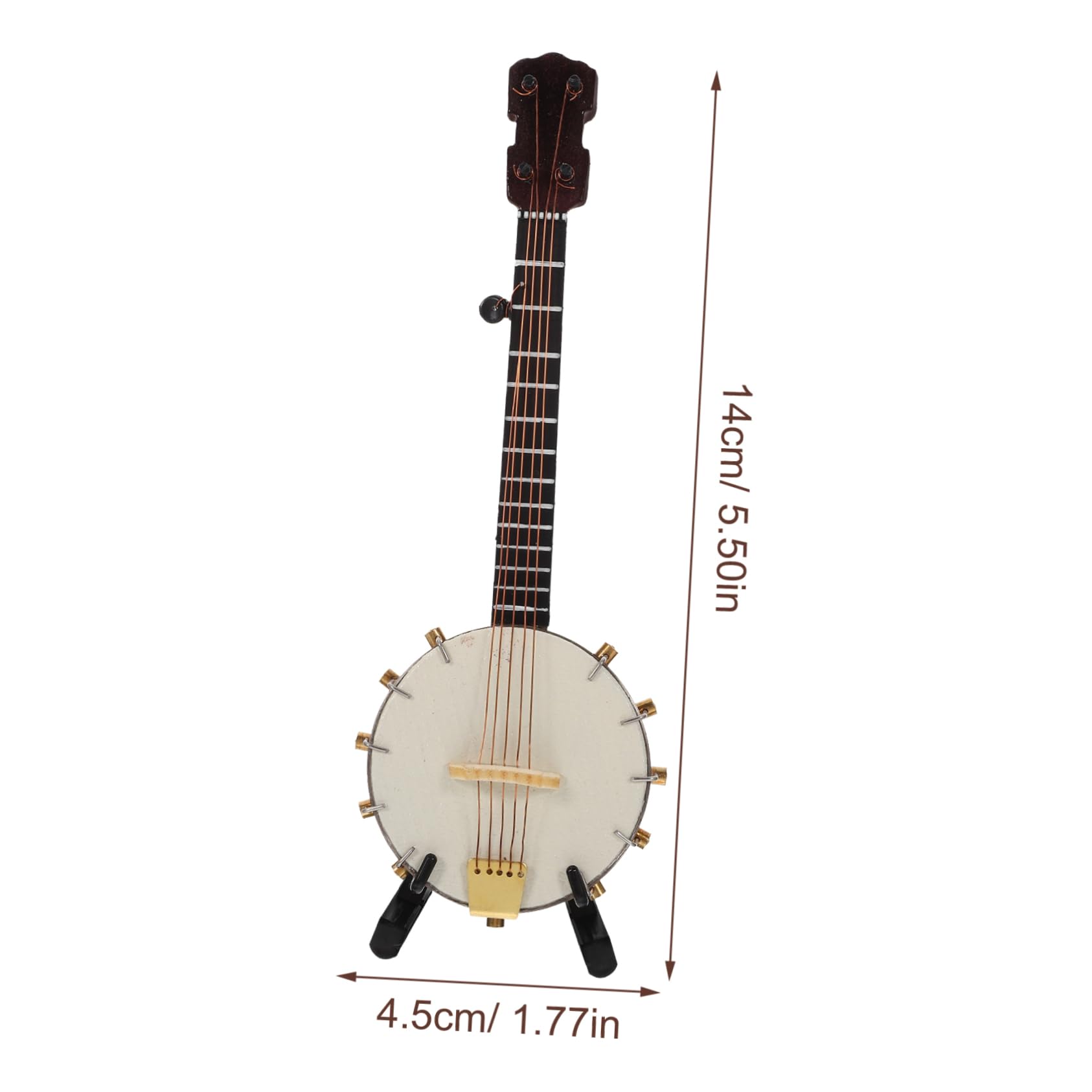 Garneck Decorative Mini Banjo Model Collectible Wood Instrument Banjo Music Toy