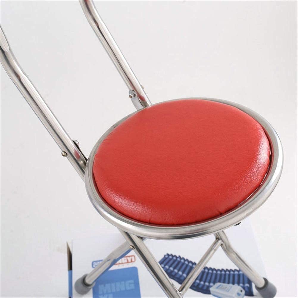 Muletas para Adultos Silla Plegable Taburete con Bastón Ajustable con Muletas y Asiento Regulable en Altura Acero Inoxidable Antideslizante con Base Pequeña de 4 Patas Todo está Bien