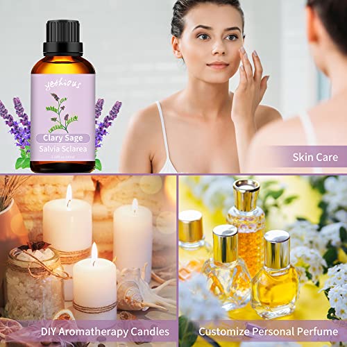 Clove Essential Oil Bundle With Clary Sage Essential Oil 100% Pure & Natural Clove Essential Oill For Diffuser, Skin, Hair, Candle Making, Soap Making -2Pcs 100Ml Fragrance Oil #TOP4