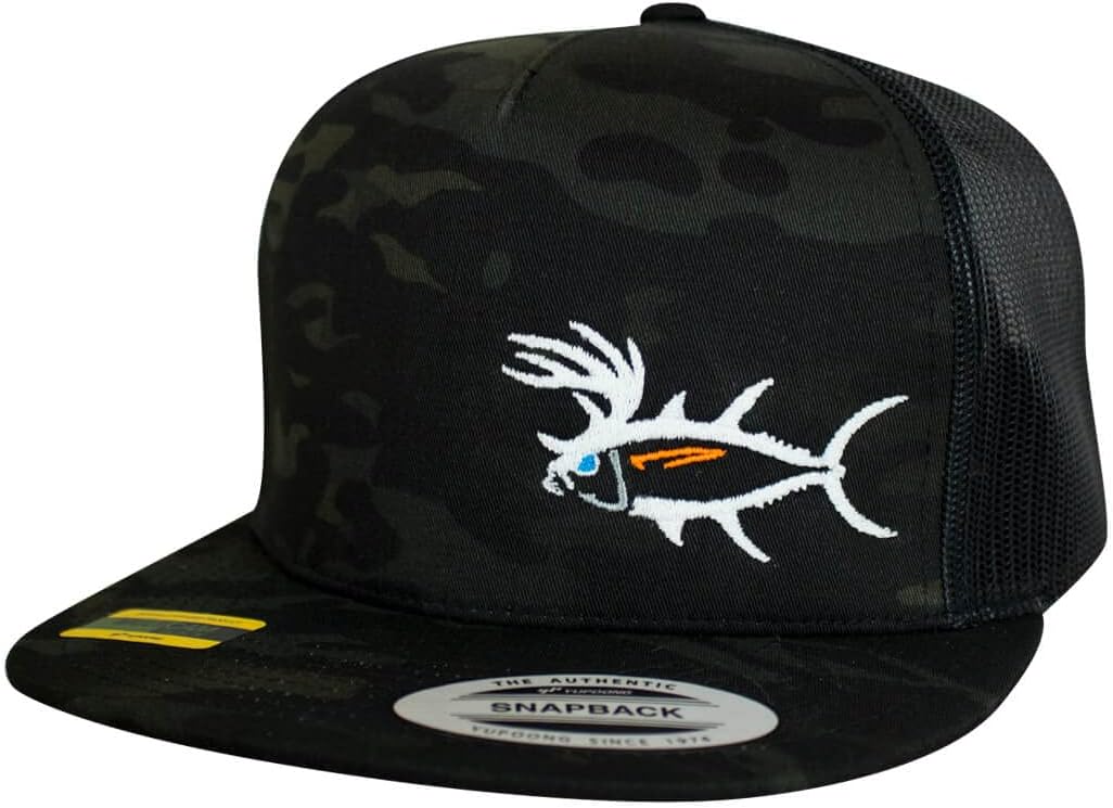 Classic Snapback Trucker Baseball Hat, Buck-Eye Evening Glow Design, High-Profile Flat Bill, Adjustable 5-Panel Mesh Back