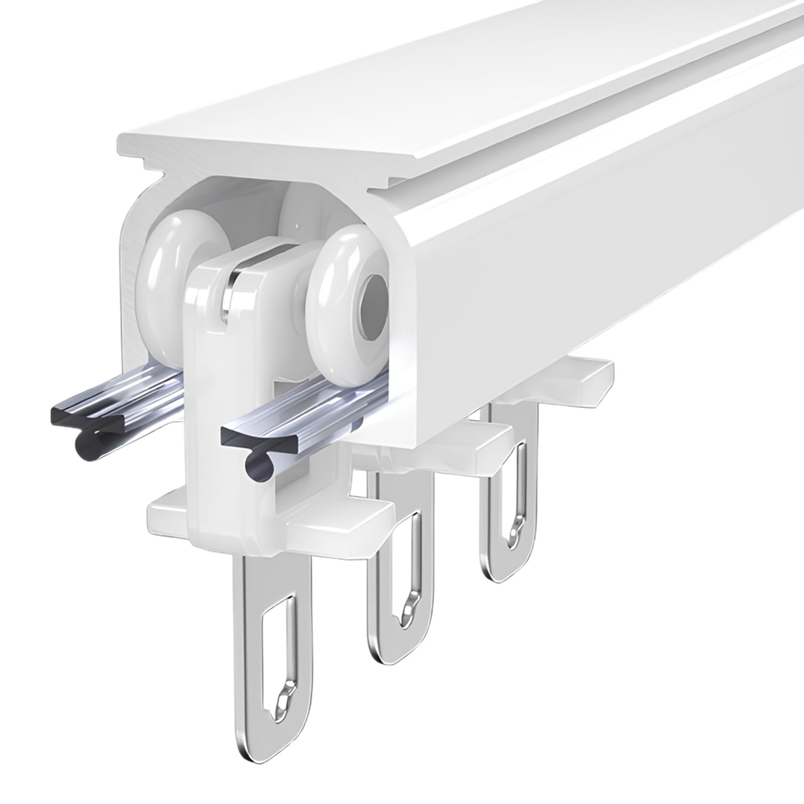 Aluminiowy system szyn do zasłon do montażu na suficie lub ścianie, stylowa biała zasłona prysznicowa i ścianka działowa, idealne rozwiązanie do każdej przestrzeni