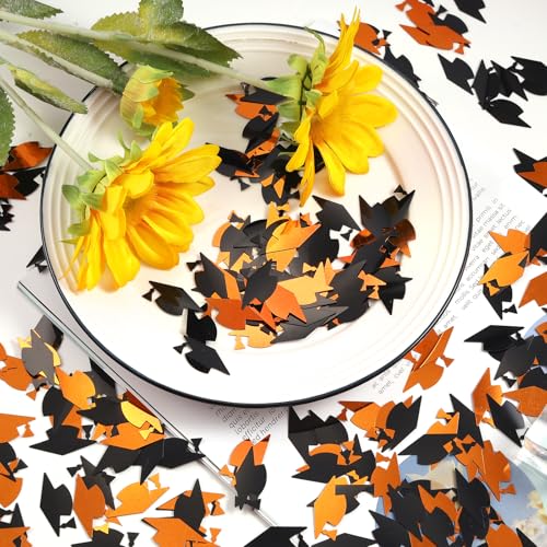 Image of Orange and Black Graduation Cap Confetti 2026, Class of 2026 Table Centerpiece Grad Confetti for 2026 Graduation Party Decorations Supplies