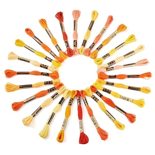 Image of FASHEWELRY 218 Yards Friendship Bracelet String Orange Polyester Embroidery Floss 1mm Cross Stitch Cotton Floss for Hand Sewing Sachets Tassels Cushions Birthday Card DIY