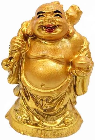 Miniatura 3 de JapanBargain, Juego de 6 estatuas de Buda sonriente de oro, figuras de Buda de la suerte de 2 pulgadas para decoración de Feng Shui, dioses de Buda