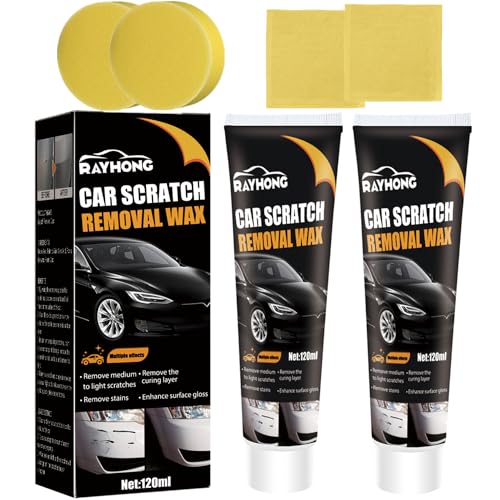 2PC 2024 New Car Scratch Repair Paste Polishing Wax, Scratch Repair Wax for Car, Professional Car Scratch Remover Kit with Wipe & Sponge for Car Vehicles Deep Scratches