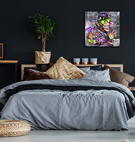Sixttart Banksy Monkey Wall-Art - Graffiti Canvas Print Wall Art - Animal Canvas Art For Living Room Home Decoration Ready To Hang Size 20" X 20" #TOP4